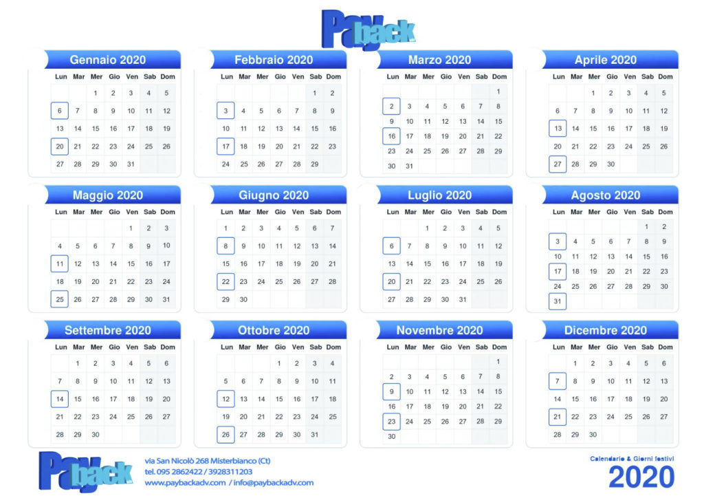 calendario affissioni 2020